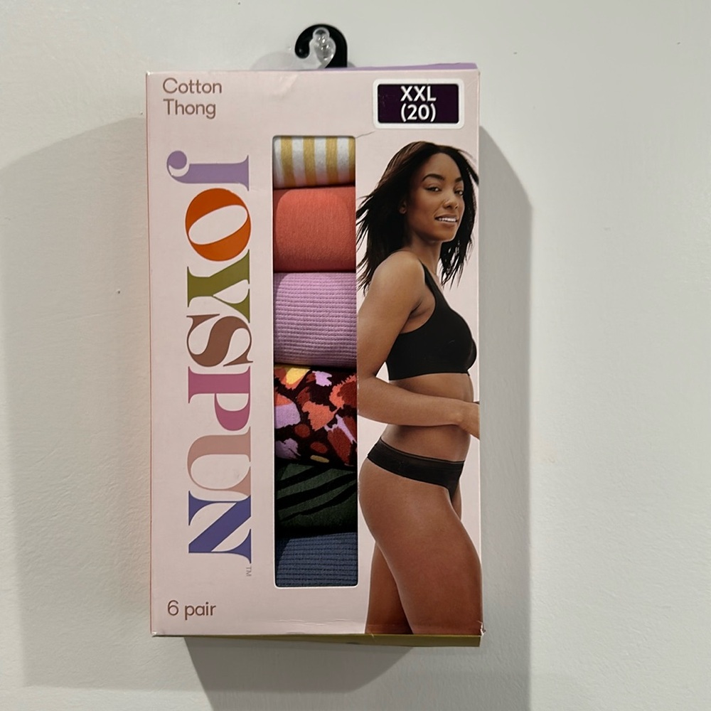 Joyspun Women's Cotton Thong Panties, 6-Pack Size XXL - Picture 5 of 8